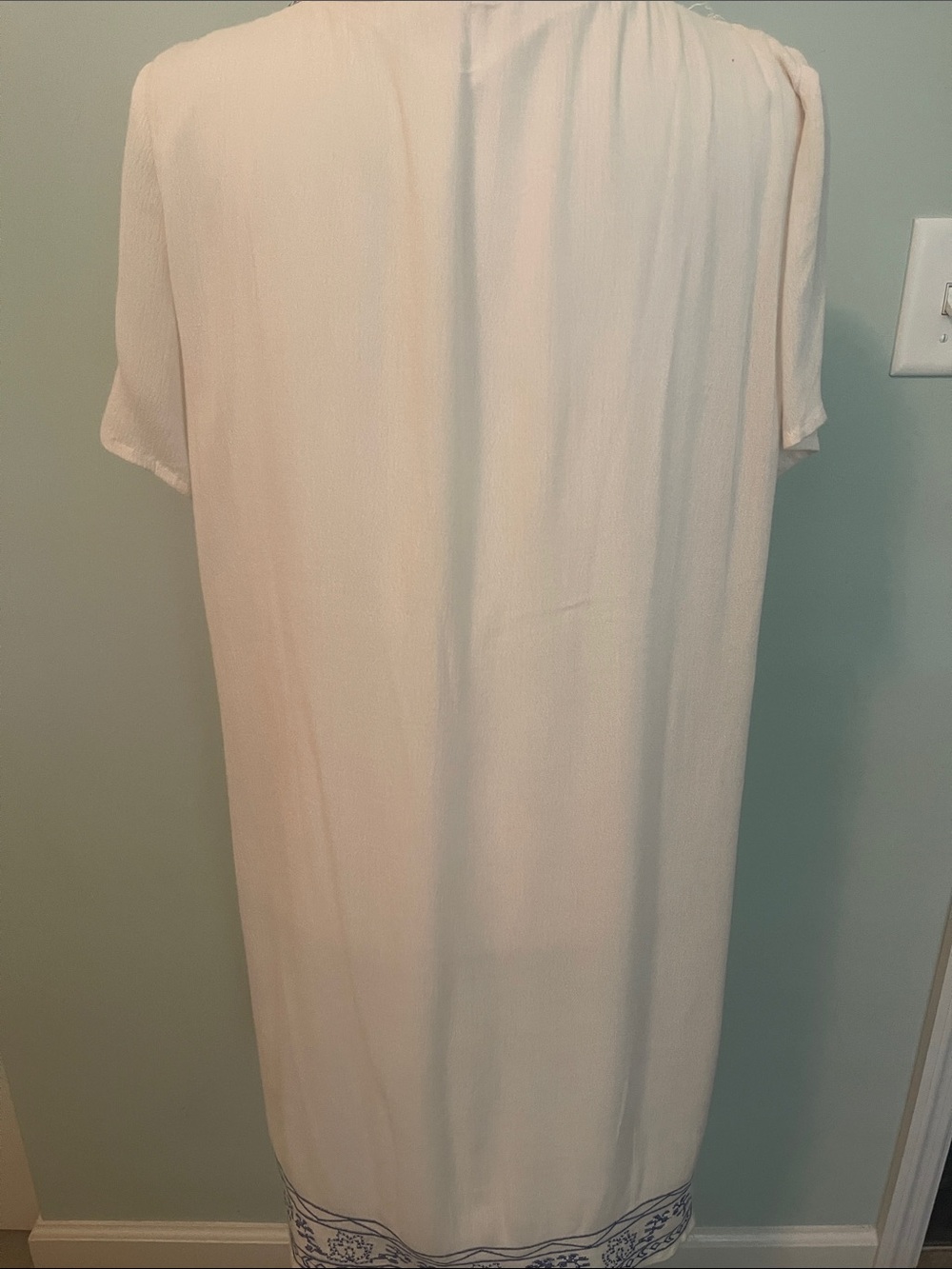 entro Cream Dress with Blue Embroidery - Picture 3 of 7